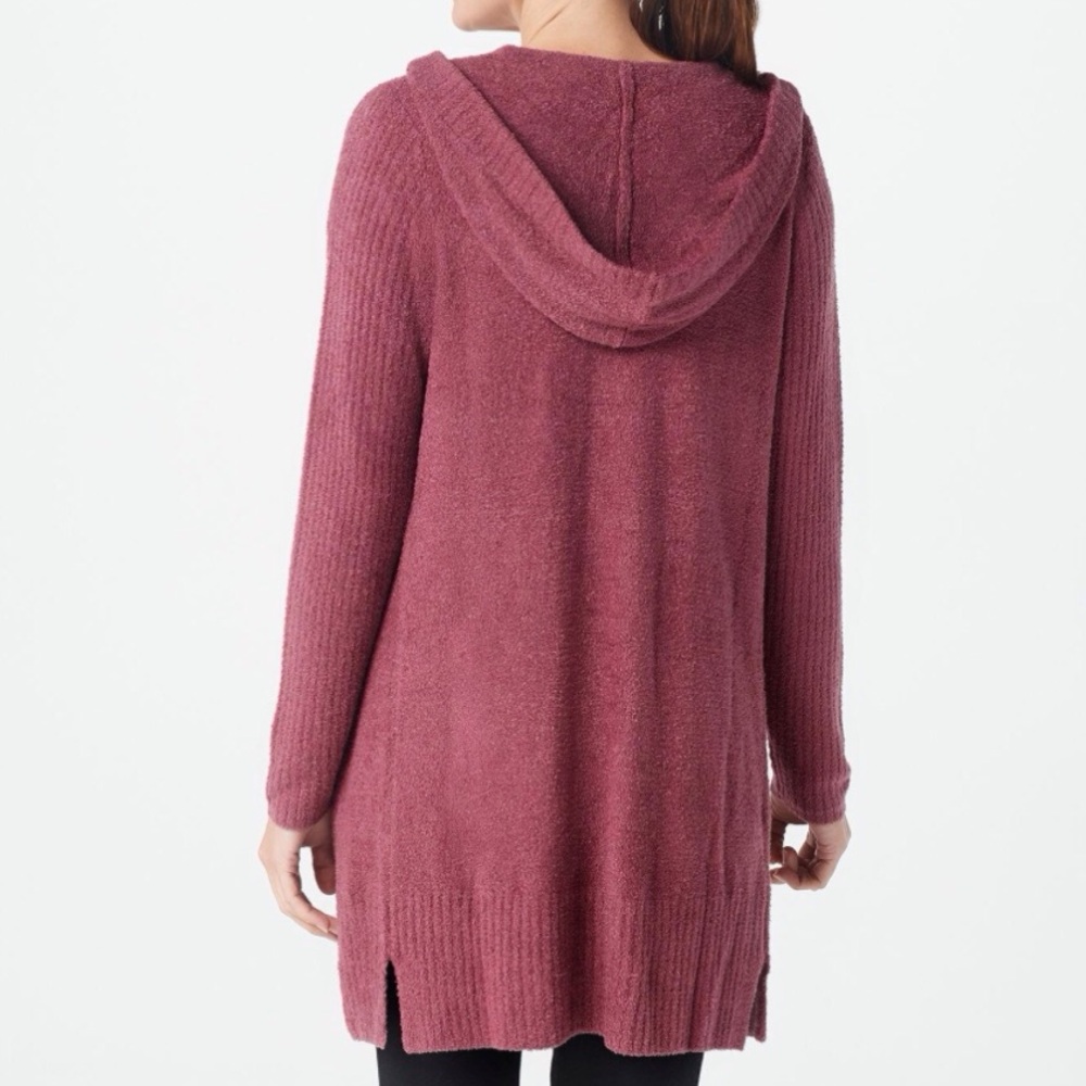 NWT Barefoot Dreams Cozy Chic Lite Hooded Relaxed Cardi Berry 3X XXXL Soft Plus - Picture 2 of 6